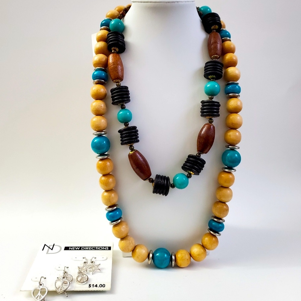 Wood Bead Necklace and Earring Bundle